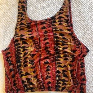 Burnt-orange Printed Crop Top